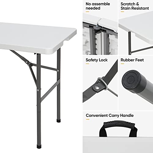 6 ft White Plastic Folding Table with Steel Legs G30152