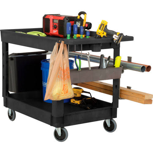 Plastic 2 Tray Black Utility Cart Y608