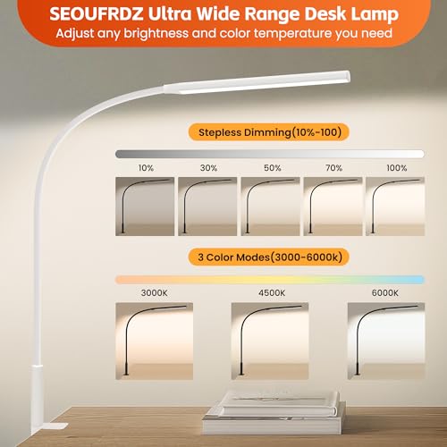 White Desk Lamp with Clamp H298915