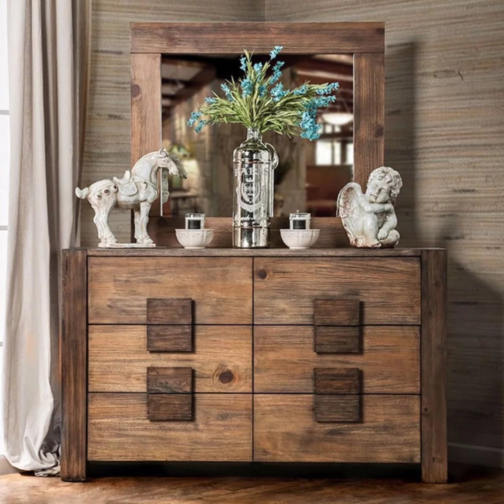 Rustic Natural Brown Wooden Dresser K78203