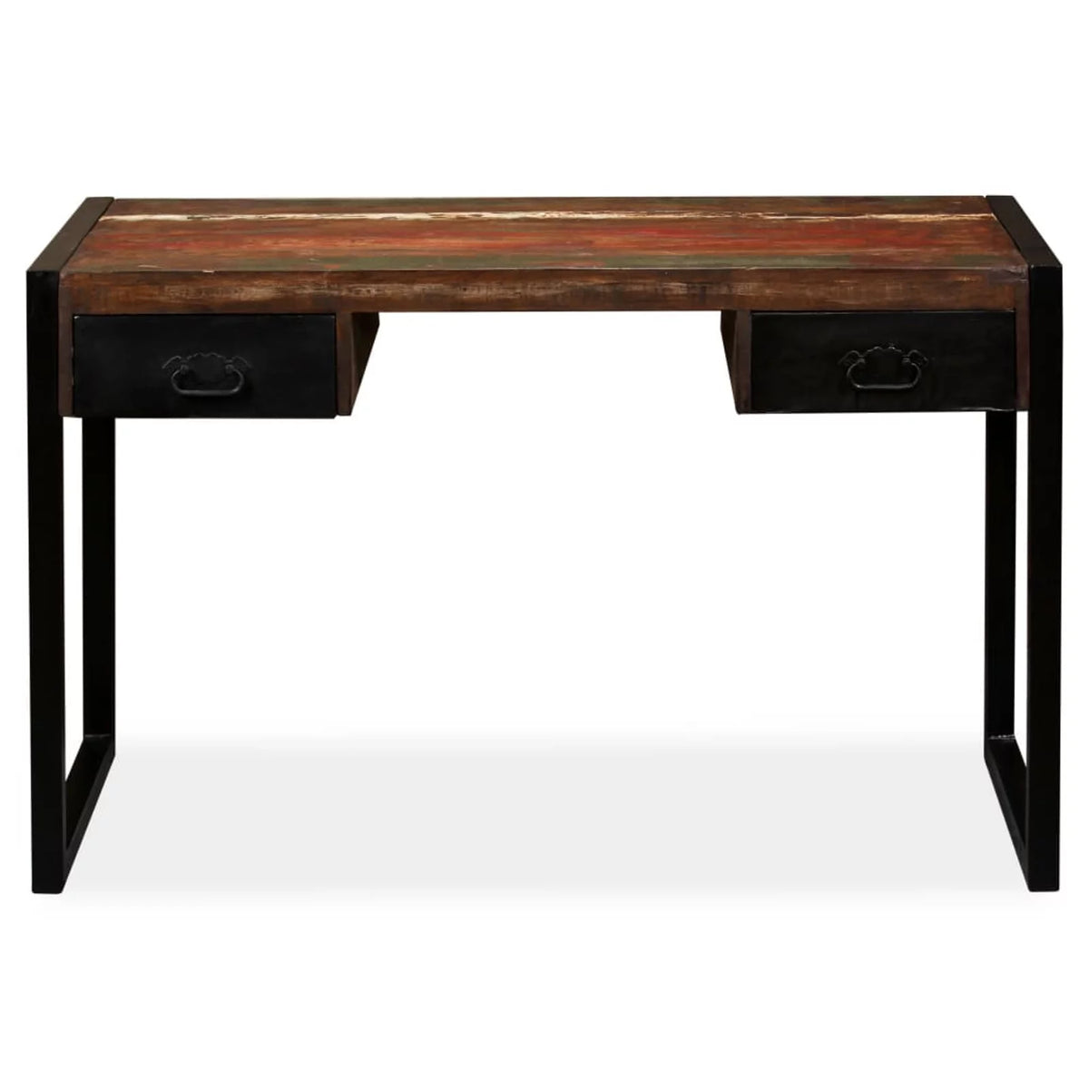 Writing Desk with 2 Storage Drawers Reclaimed Wood Steel Legs H469969
