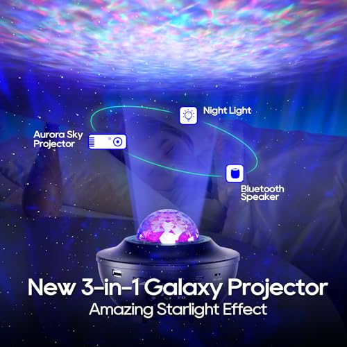 Galaxy Projector with Bluetooth Speakers Night Light Timer Remote Control J6828