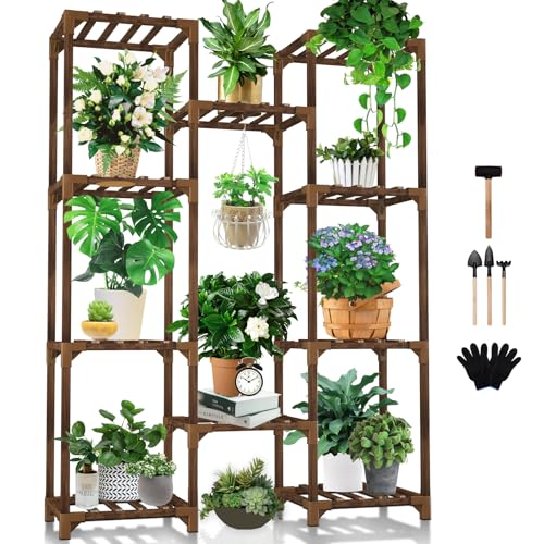 10 tiers 11 Pot Wood Plant Stand W642