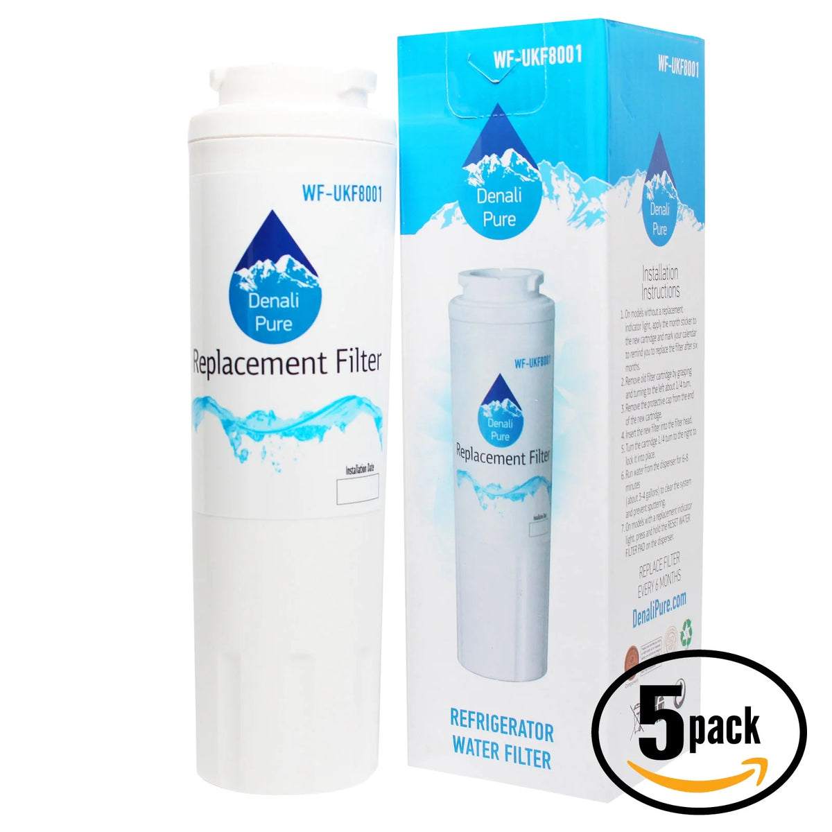 5-Pack Refrigerator Water Filter Cartridge H3088