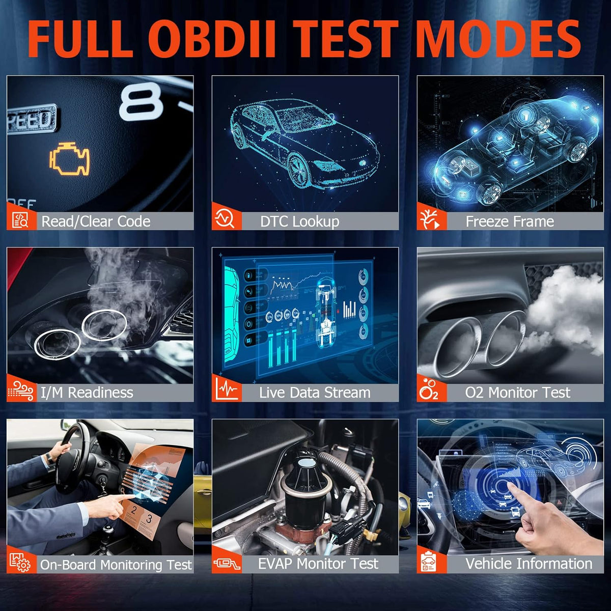 OBDII Scanner Diagnostic Scan Tool with Oil EPB SAS ABS BMS Reset X35014