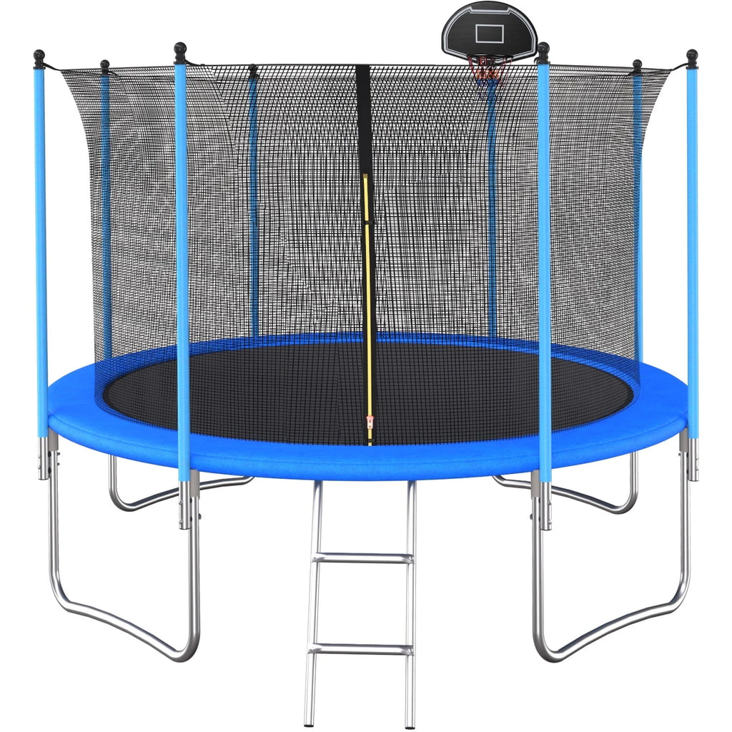 10FT Round Trampoline with Basketball Hoop and Safety Enclosure P31641