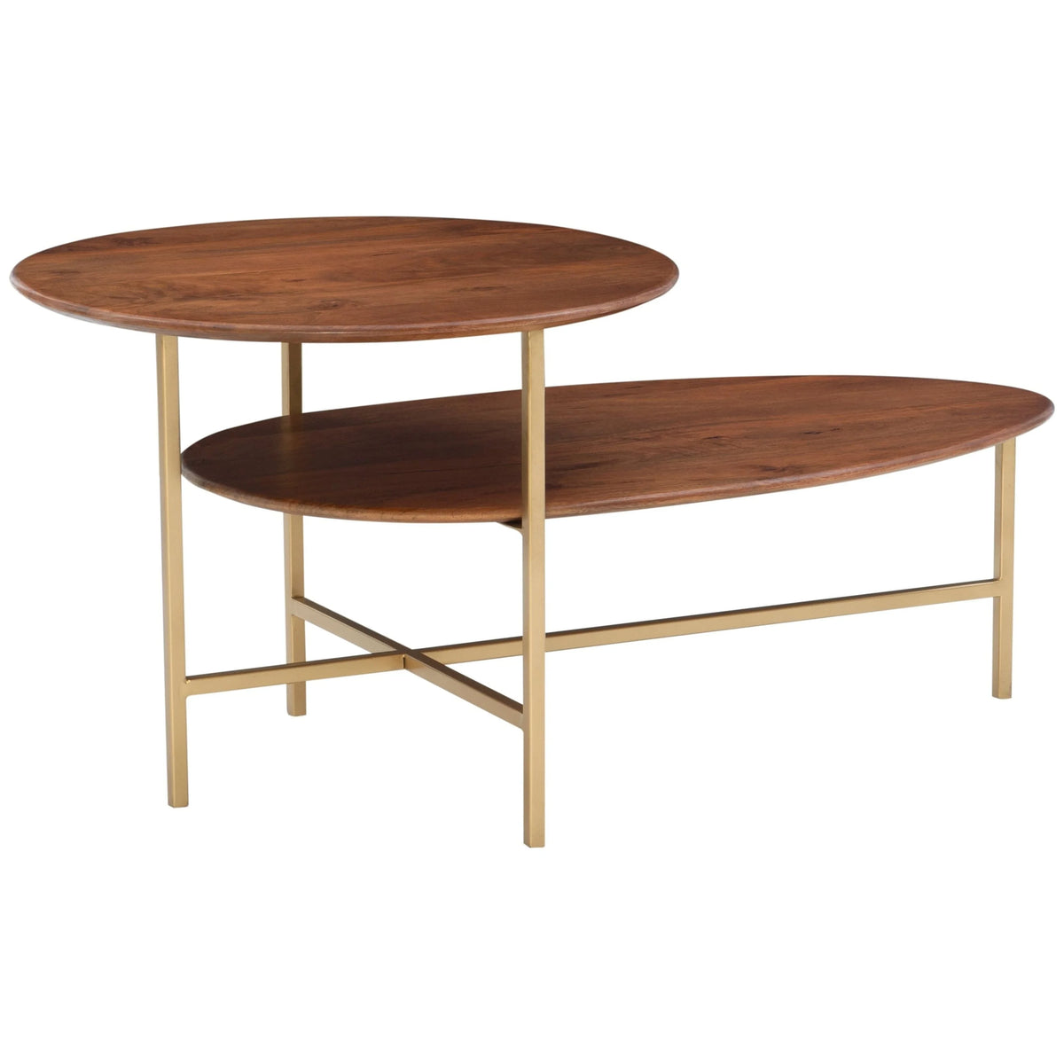 Walnut Wood 2-tier Oval Coffee Table E531