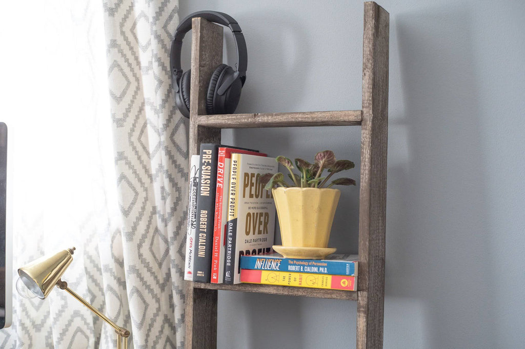 Turquoise 5 Foot Decorative Bookcase Ladder C96534