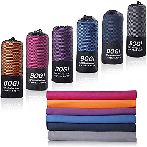 Microfiber Travel Towel, Quick Dry, Absorbent, Compact, Blue, L:60''x30''+16''x16'' X746