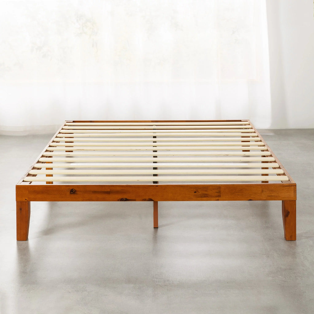 12" Solid Wood Platform Bed with Wooden Slats, Queen, Cherry F41928