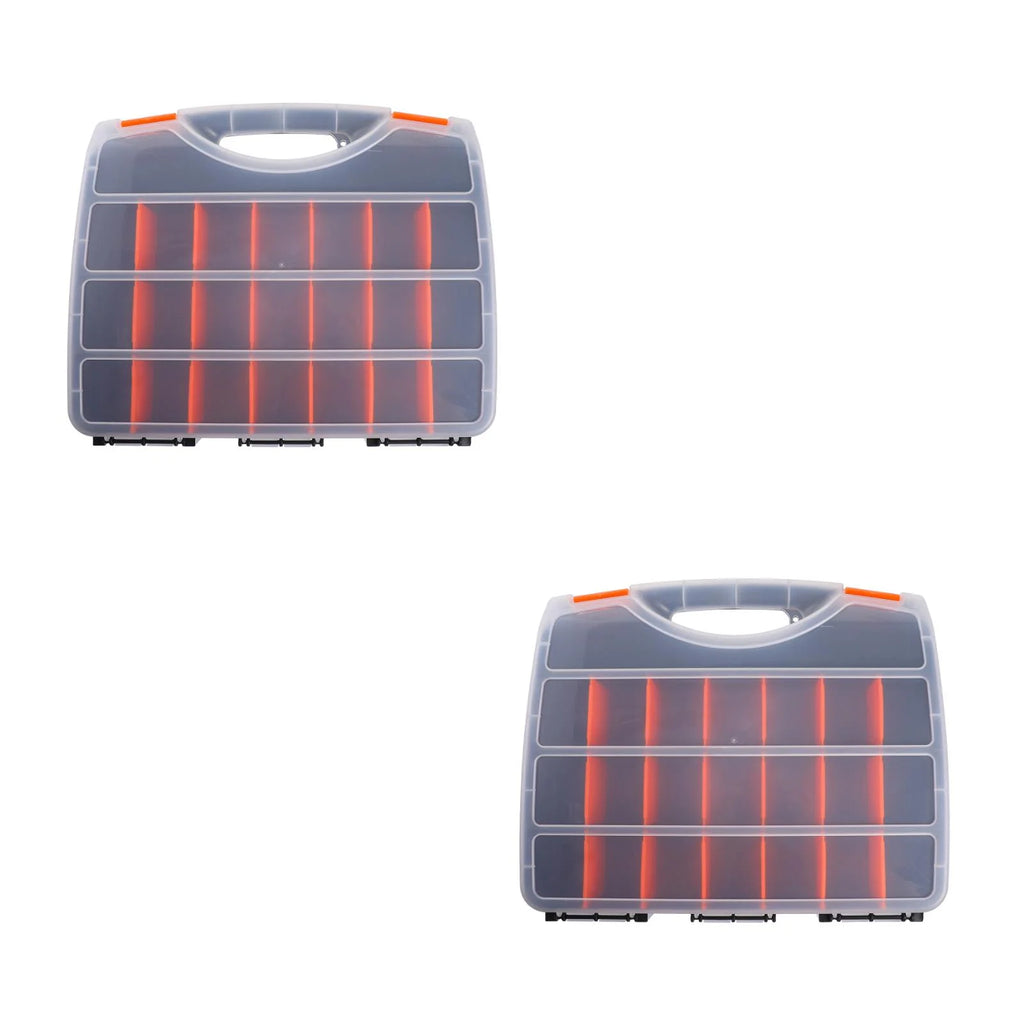 2pcs Black Orange Impact Resistant Polymer Storage Bins With Removable Dividers Z54361