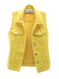 Sleeveless Solid Color Denim Vest X3313
