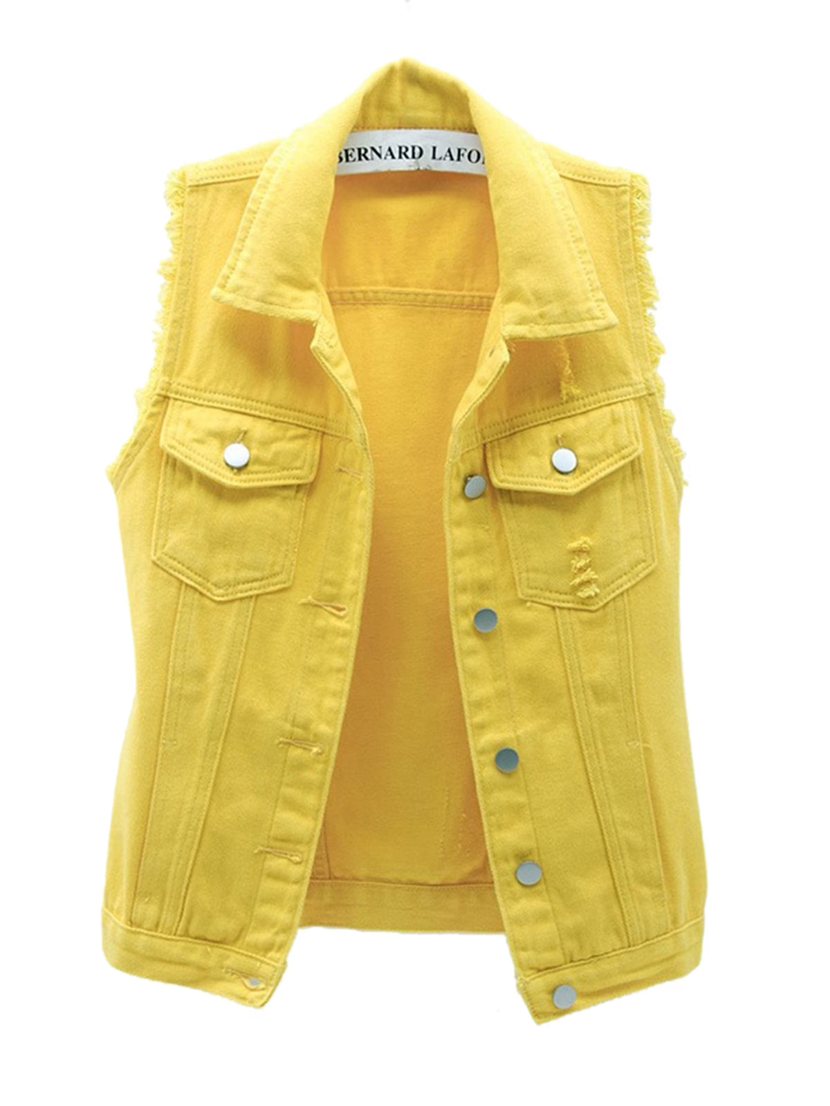 Sleeveless Solid Color Denim Vest X3313