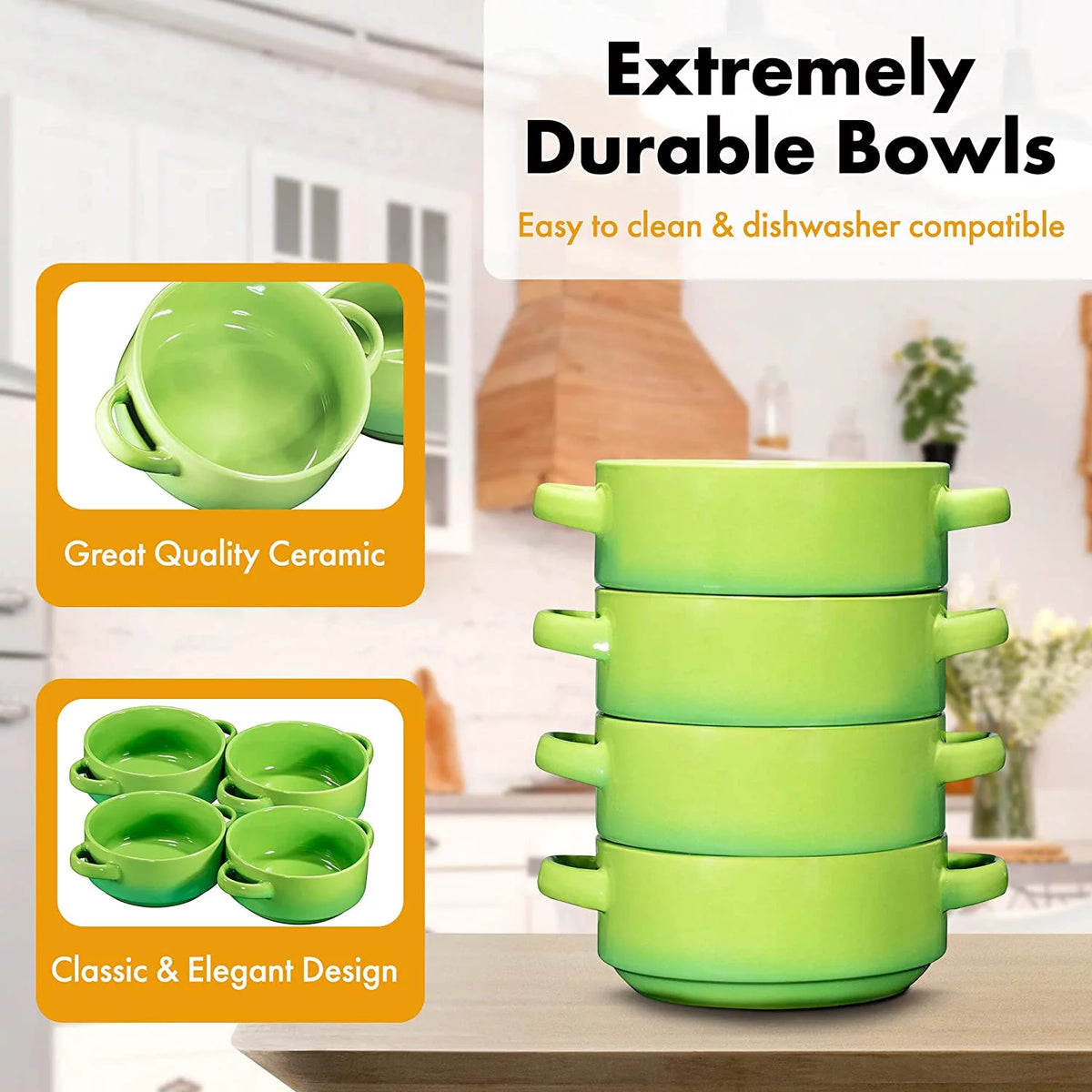 19 Oz Ceramic Soup Bowls with Handles Oven Safe M6671
