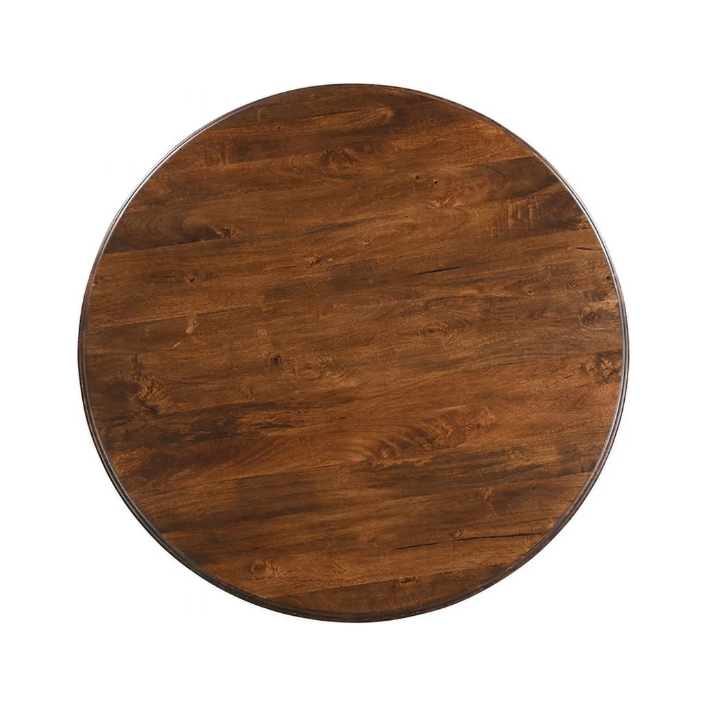 48" Round Solid Wood Pedestal Dining Table in Dark Brown I8640