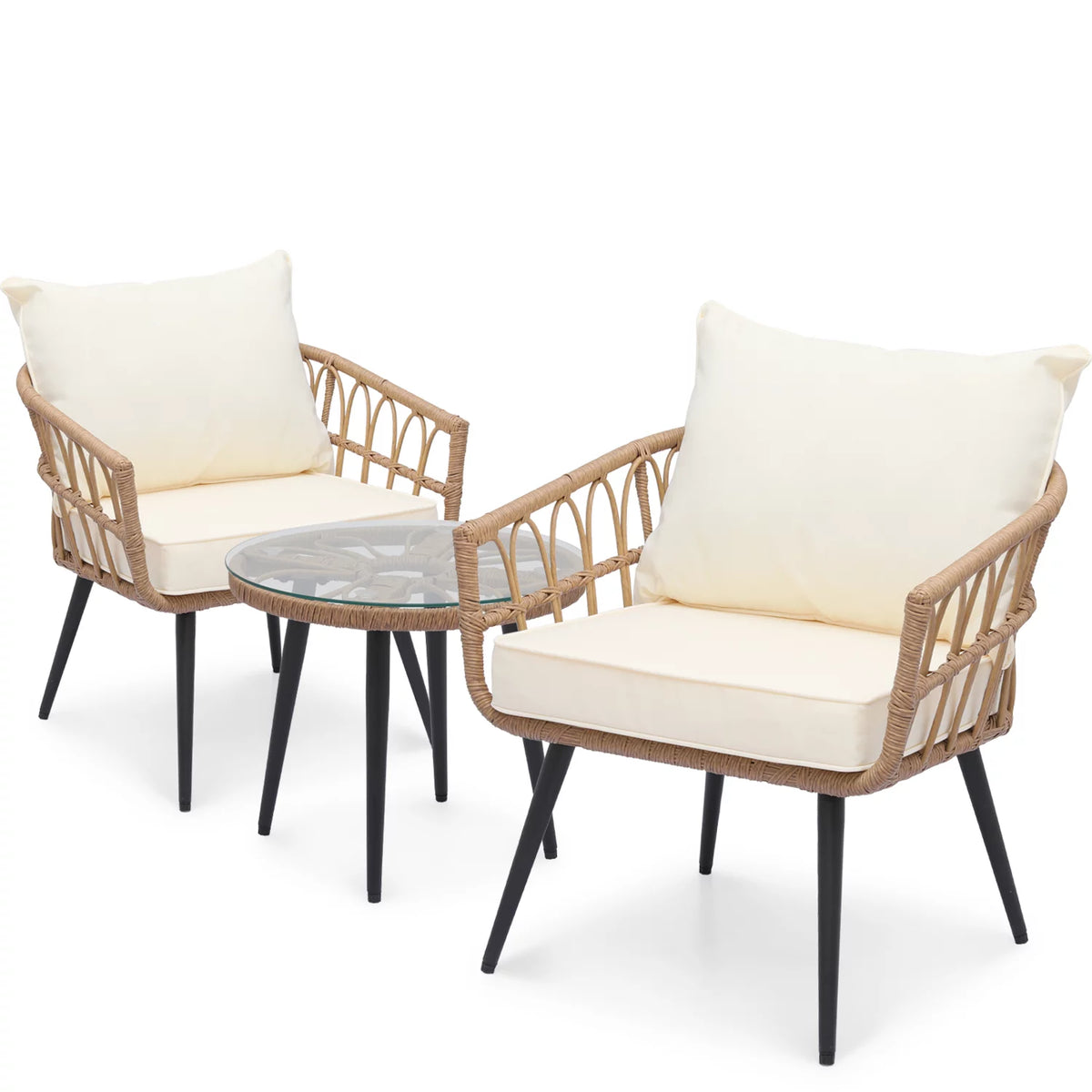 3 Pieces Outdoor Patio Furniture Rattan Wicker Table & Chairs Set K479