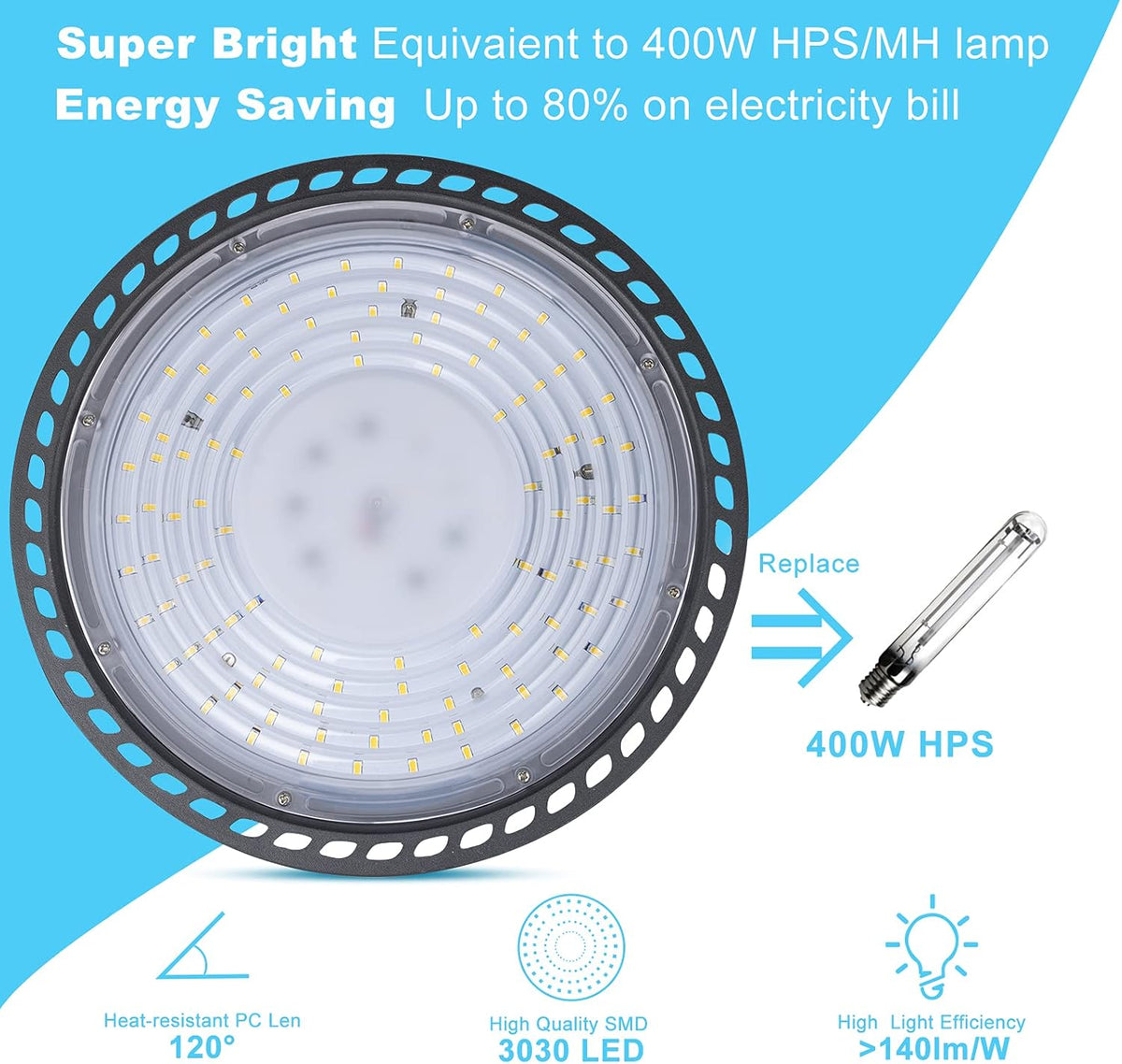 100W 5000K 14000LM LED High Bay Light 6Pack Z220724