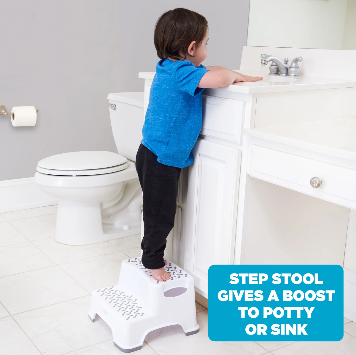 White 2-Tier Plastic Step Stool R1143