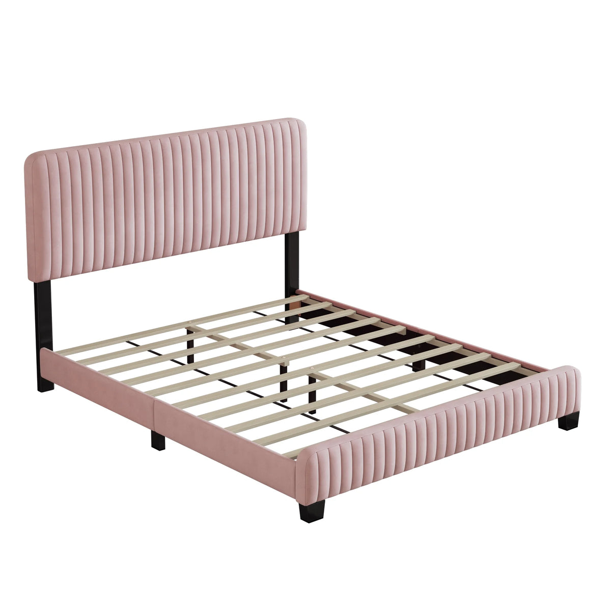 Pink Velvet Upholstered Platform Bed D579025