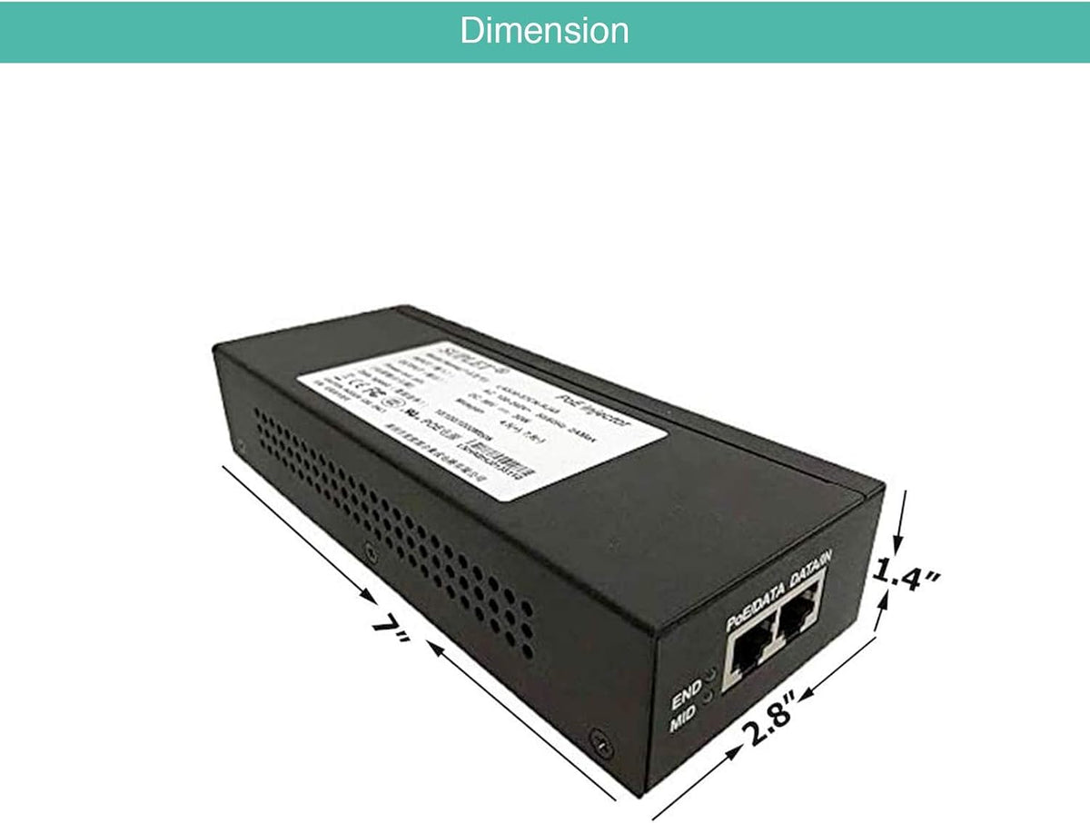 30W Gigabit Single Port Power Over Ethernet PoE Injector W795