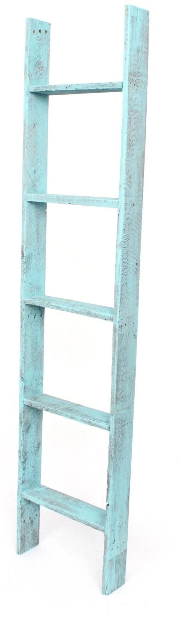 Turquoise 5 Foot Decorative Bookcase Ladder C96534