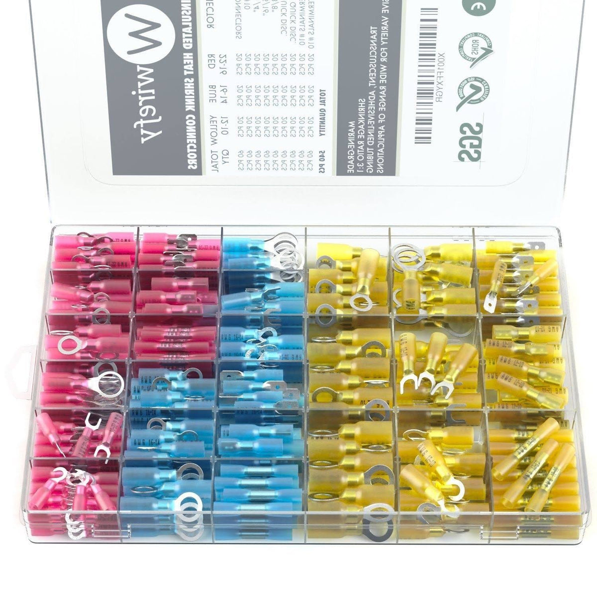 540 Pcs Heat Shrink Wire Connectors Electrical Terminals Kit G907