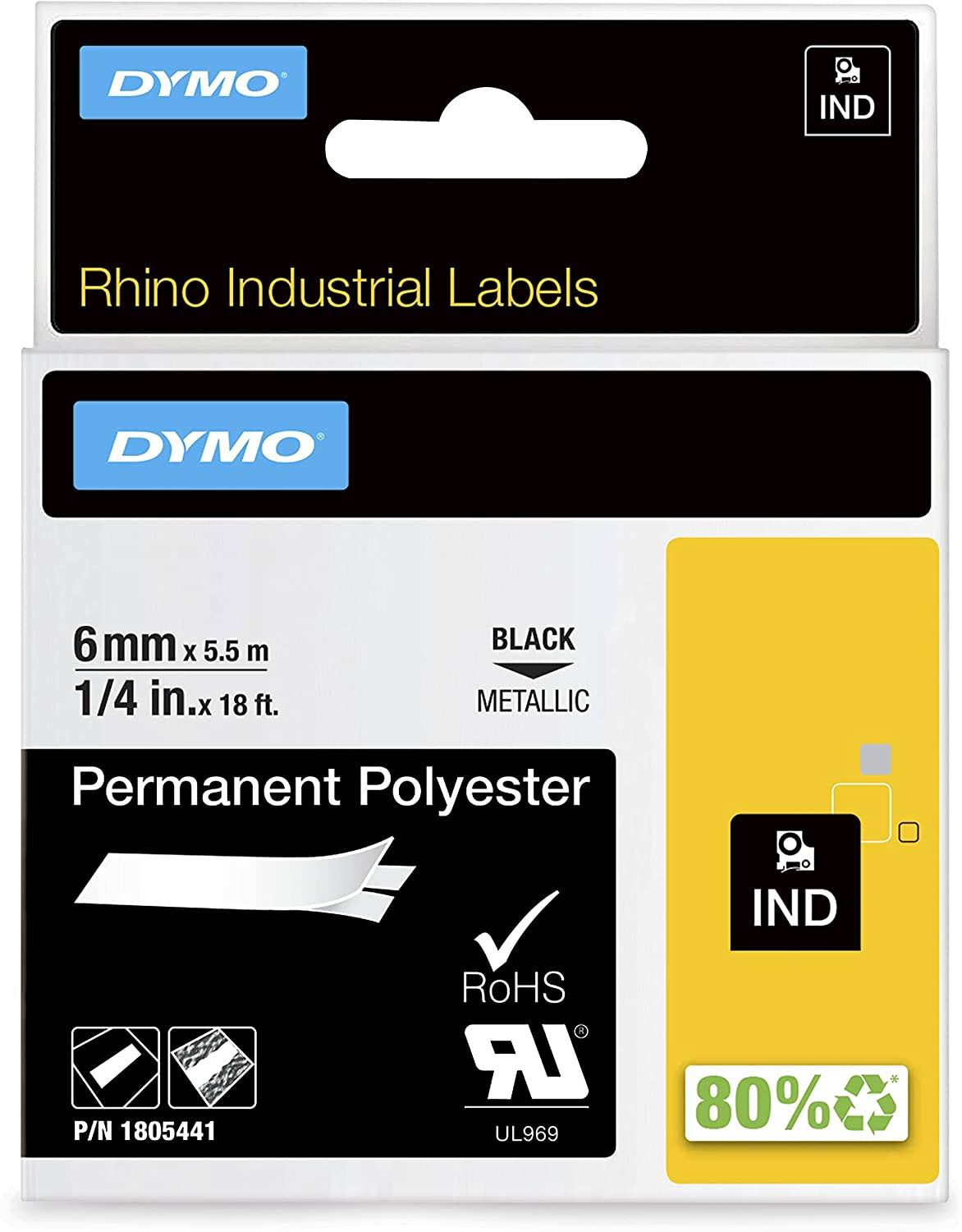Industrial Permanent Labels Black on Metallic 1 4 Roll B202543