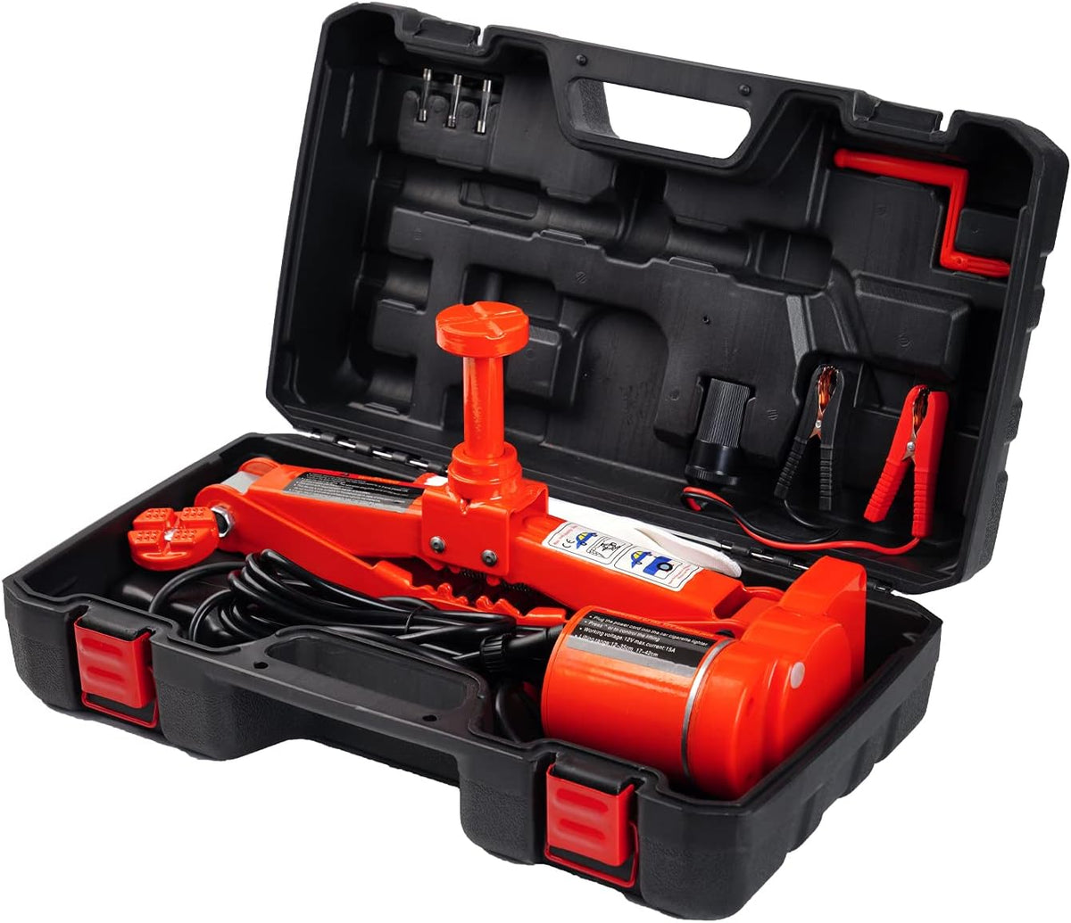 Red Pack of 2 Electric Car Jack Kit 3Ton 12V Portable Air Floor Jack O778