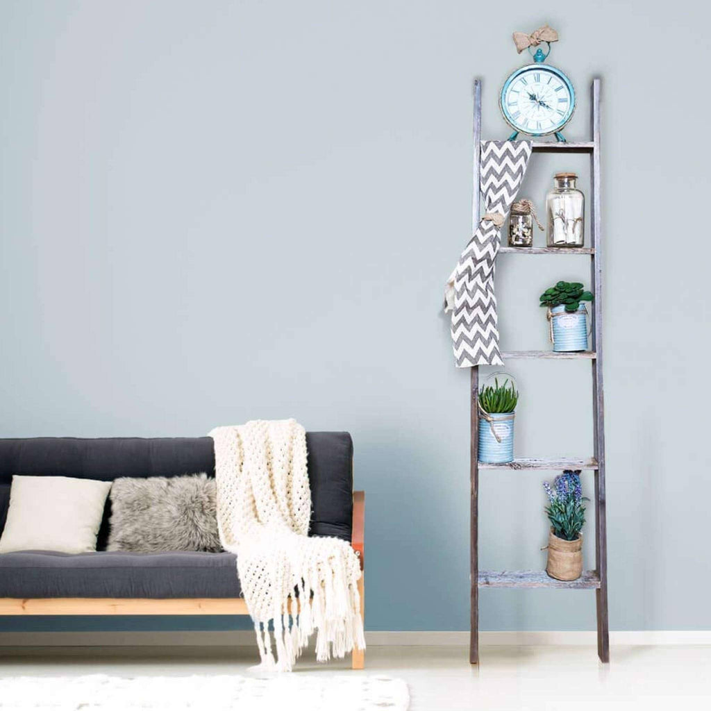 Turquoise 5 Foot Decorative Bookcase Ladder C96534