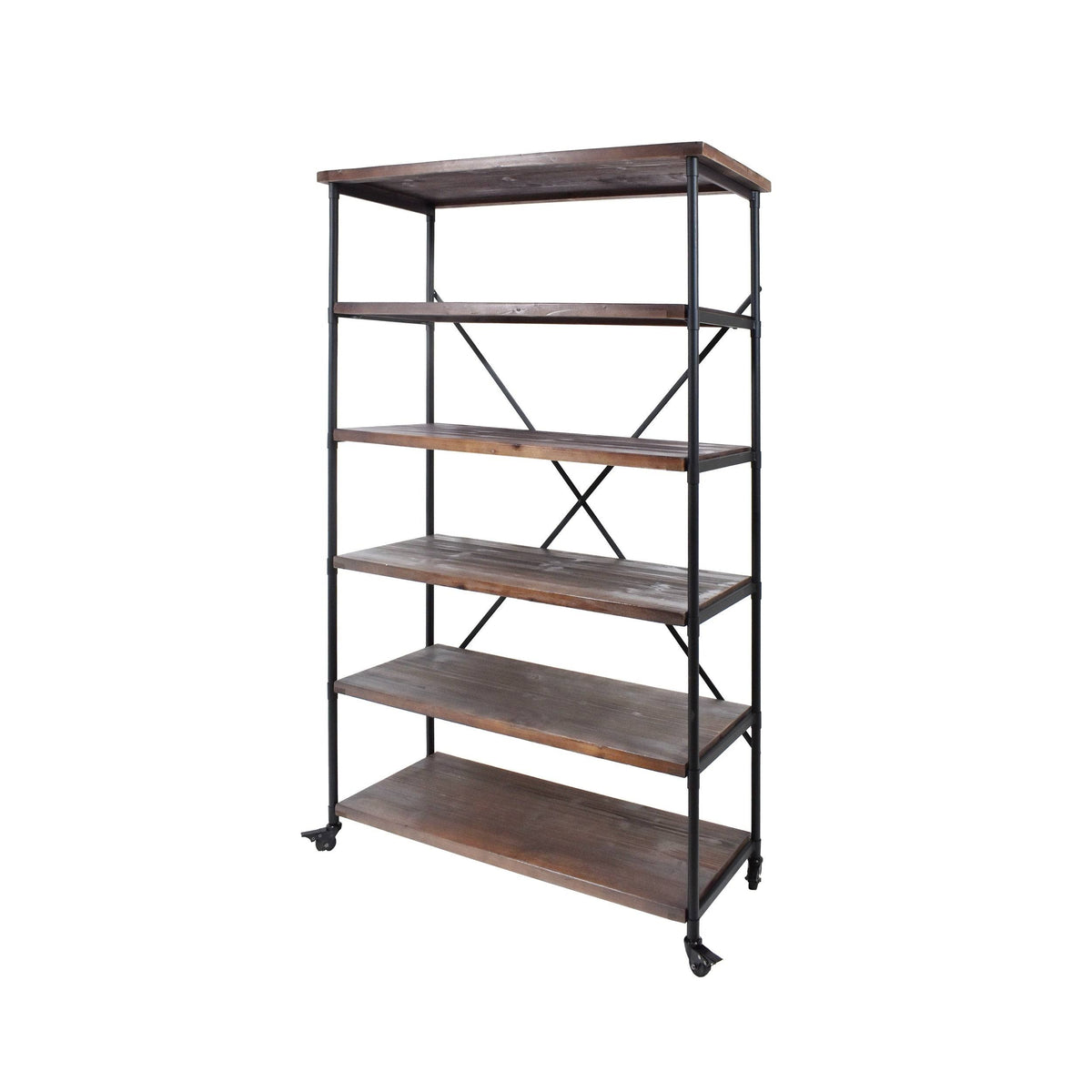 Industrial 5-Shelf Bookcase, Black Finish E6226