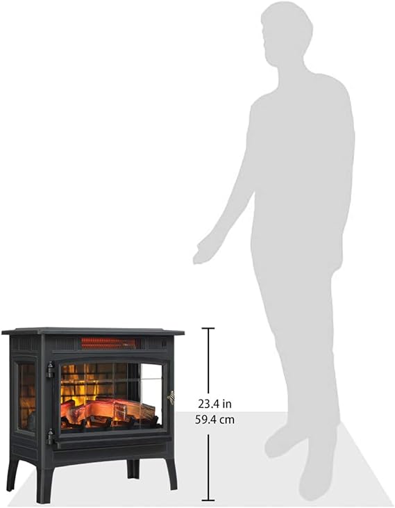Black Electric Infrared Fireplace Stove with 3D Flame Effect I1193
