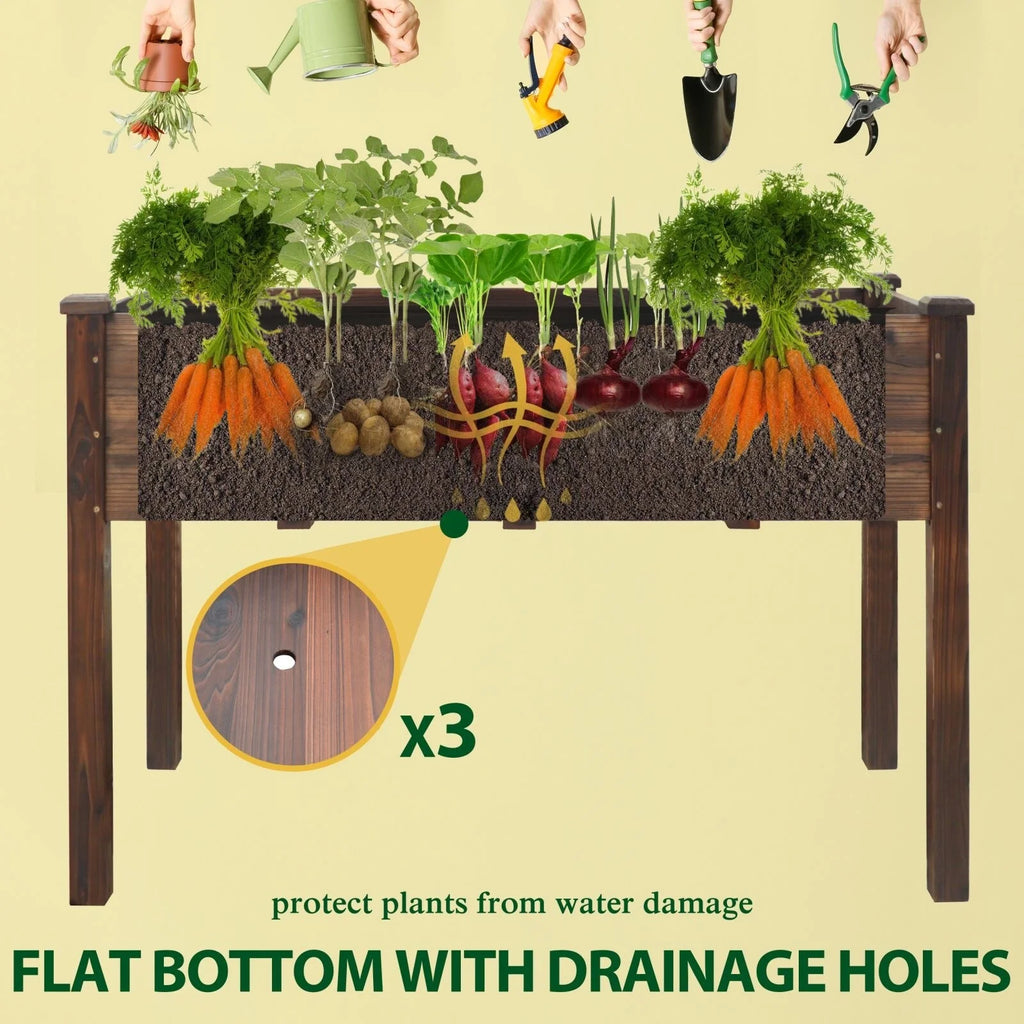 Raised Garden Bed Elevated Planter Box with Drainage Holes V134464