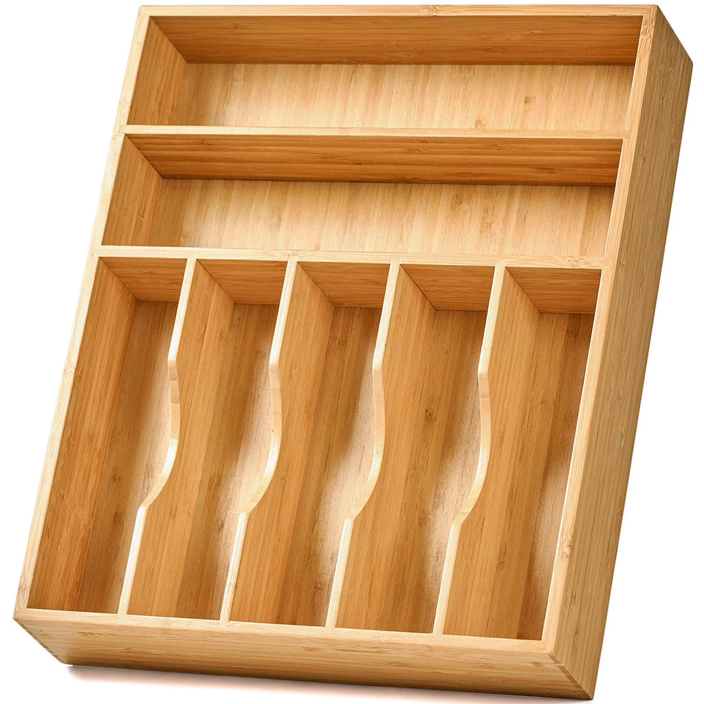 7-Slot Bamboo Kitchen Utensil Tray Q3595