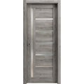 Sliding French Pocket Door 18 x 80 inches with Frosted Glass Solid Wood Interior Door D513701