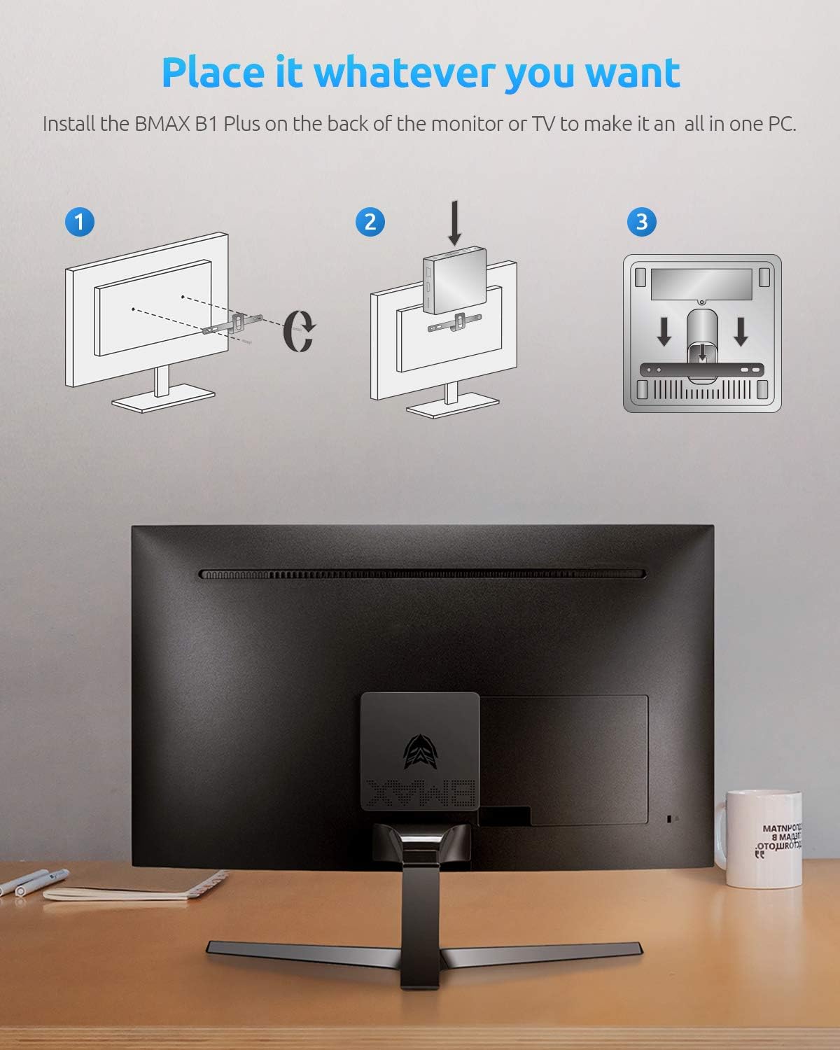 Mini PC N4000 6GB DDR4 64GB eMMC Fanless Dual WiFi HDMI+VGA 4K Dual-Screen BT4.2 USB x4 Y741