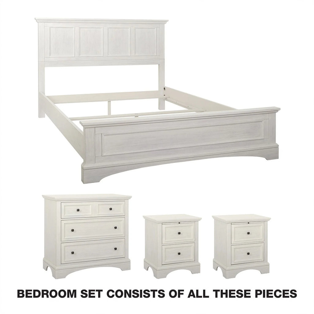 Queen 4pc Bedroom Set Rustic White Engineered Wood R704