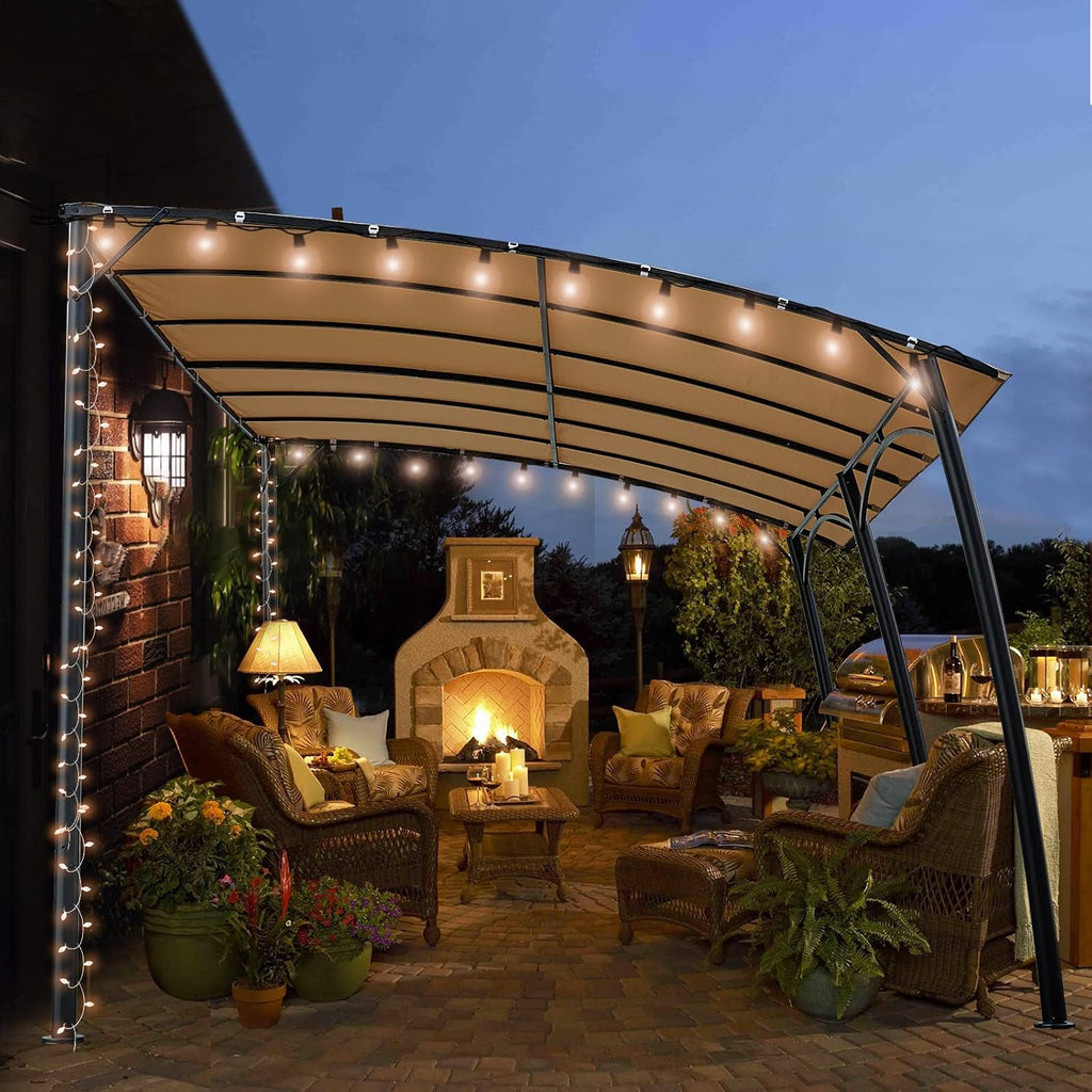 13'x10' Beige Steel Outdoor Awning Gazebo Q20054