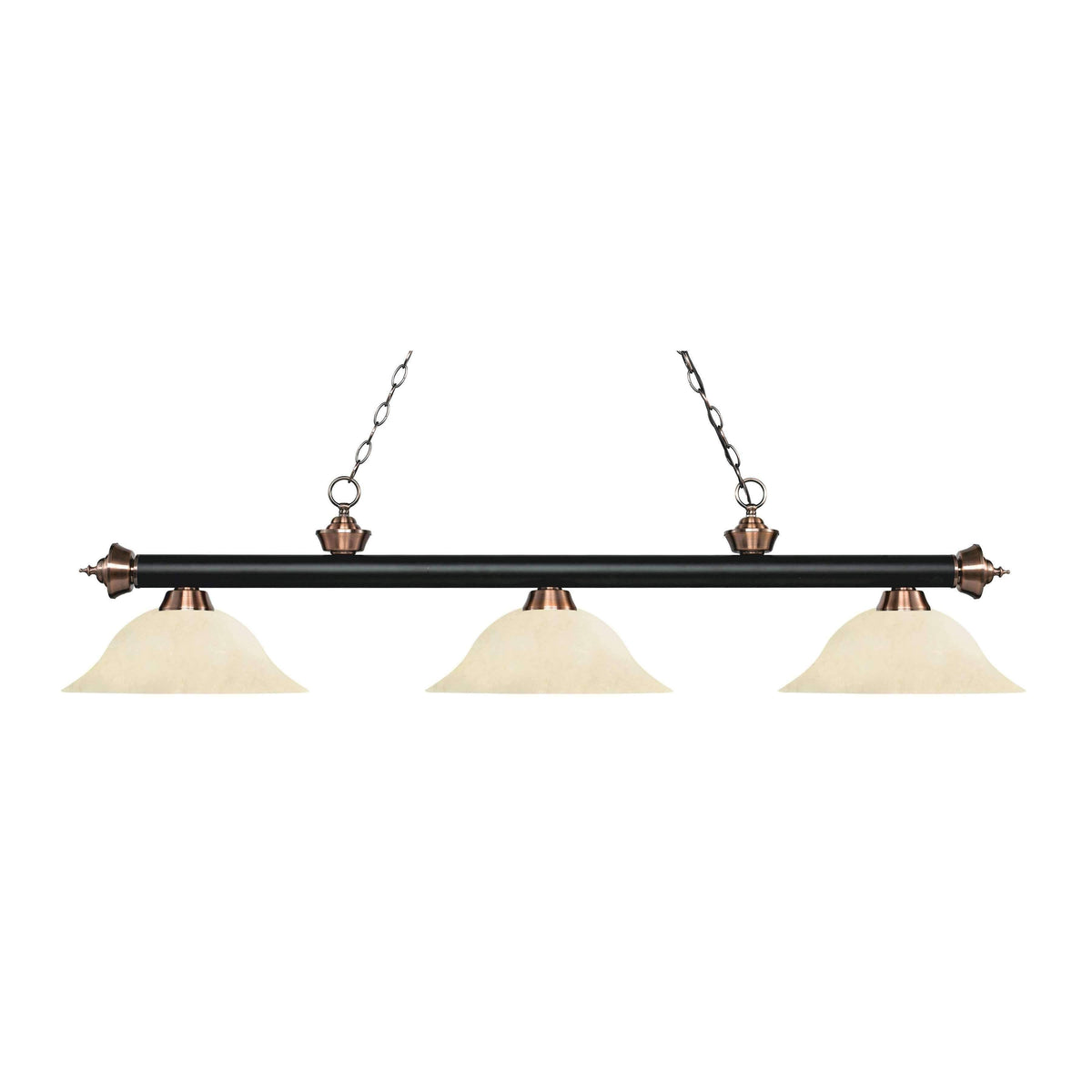 Matte Black Antique Copper 3 Light Billiard Light N99632