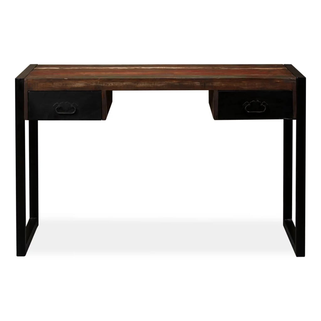 Writing Desk with 2 Storage Drawers Reclaimed Wood Steel Legs H469969