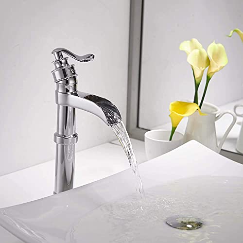 Black Waterfall Bathroom Sink Faucet with Pop Up Drain Q286088