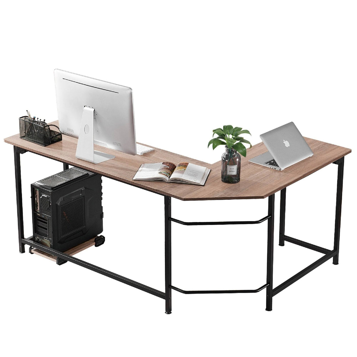 Oak L-Shaped Office Computer Desk W839