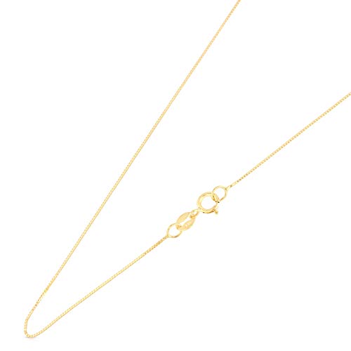 Solid 14K Gold 0.5mm Box Chain Necklace with Spring Ring Clasp Q83092