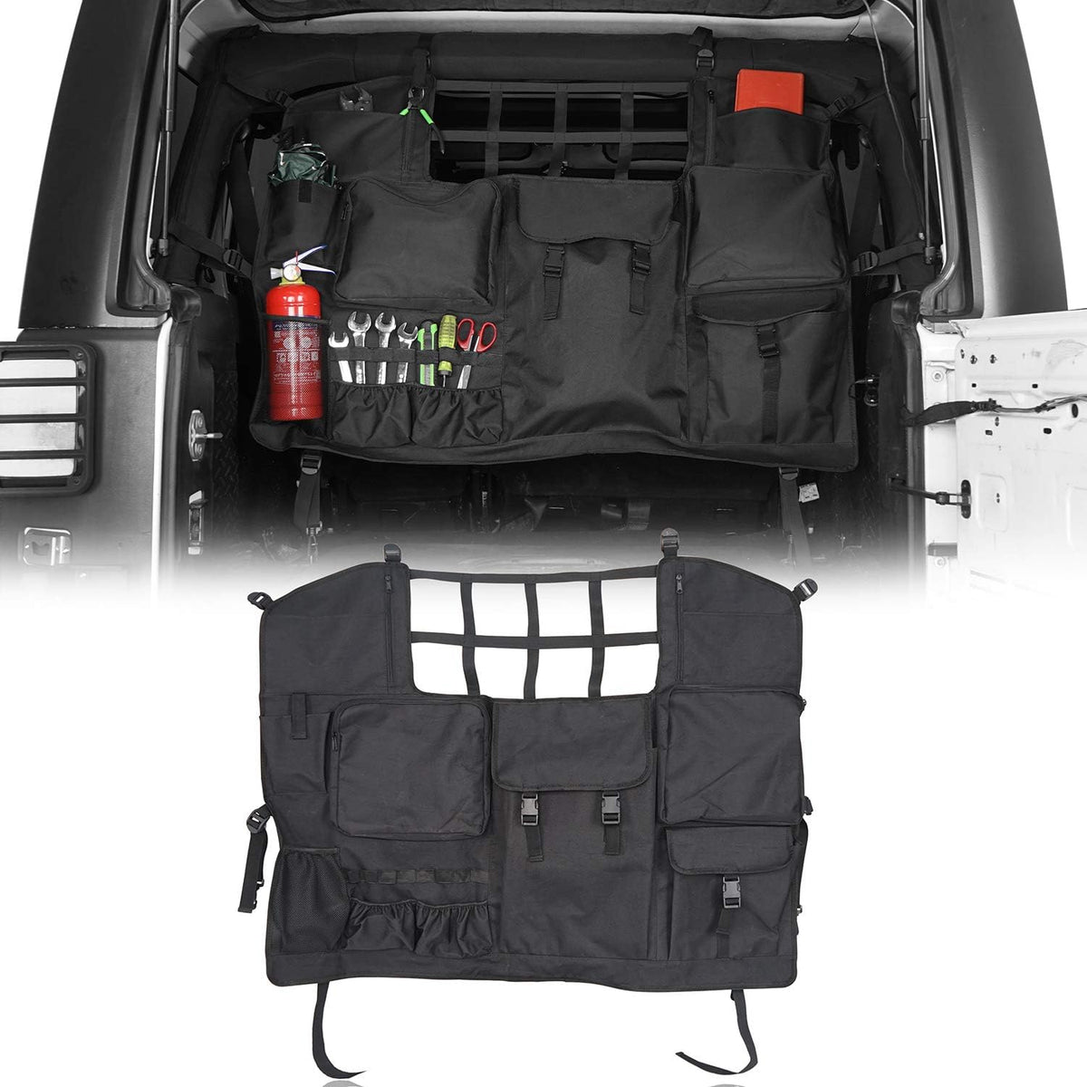 Rear Seat Cover Cargo Net Trunk Organizers Pouch Bags J8167