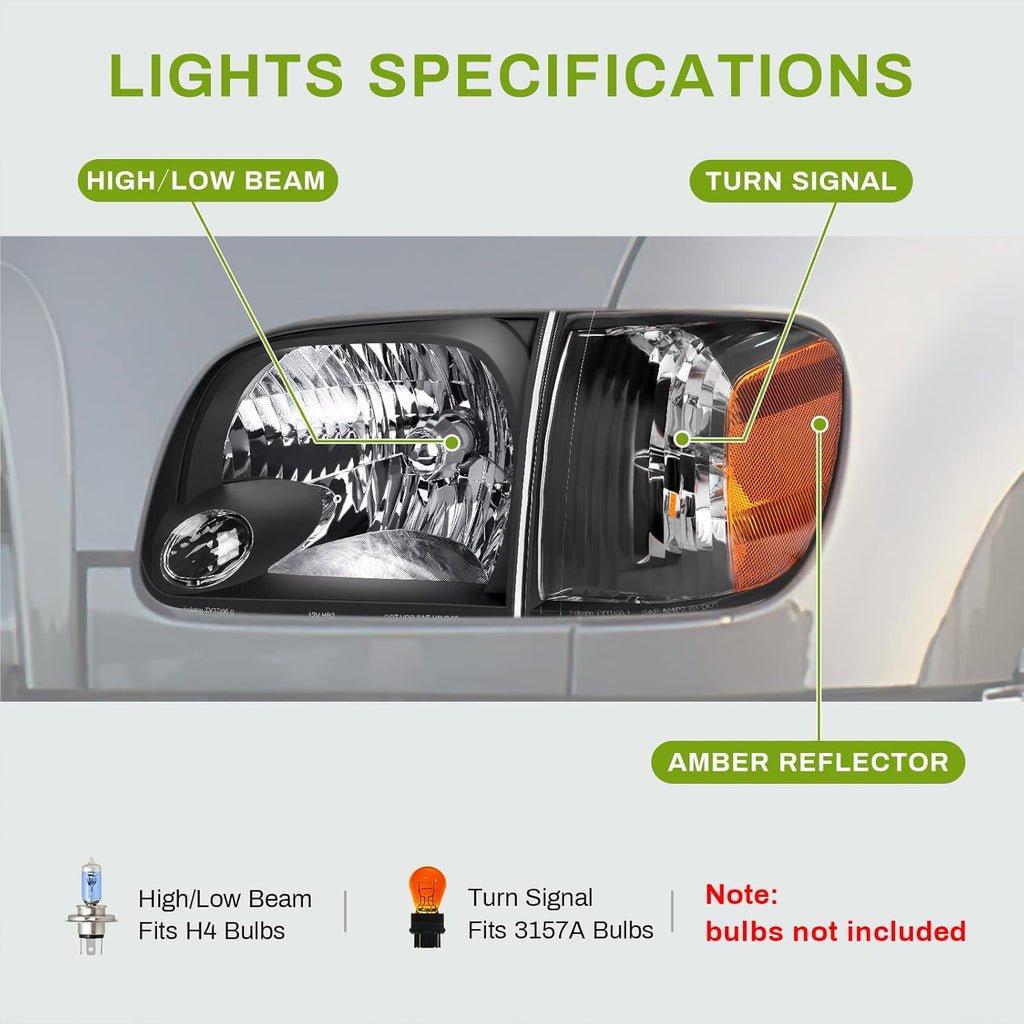 Headlight Assembly Black Housing Clear Lens N6729