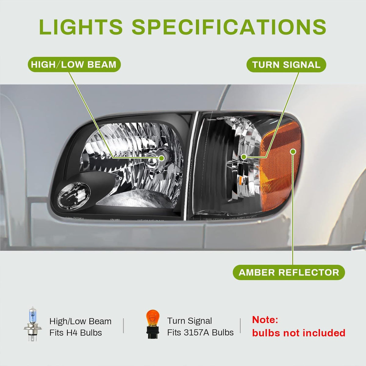 Headlight Assembly Black Housing Clear Lens N6729