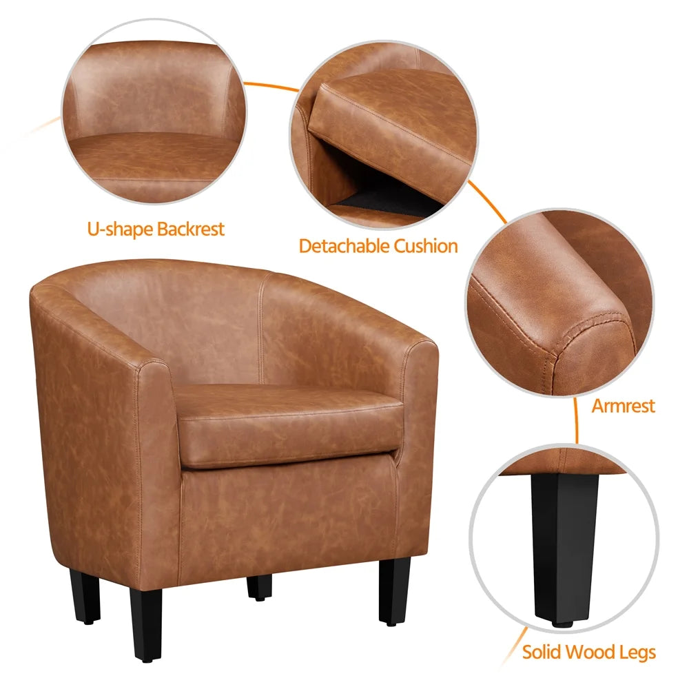 Brown Faux Leather Accent Chair Y628762