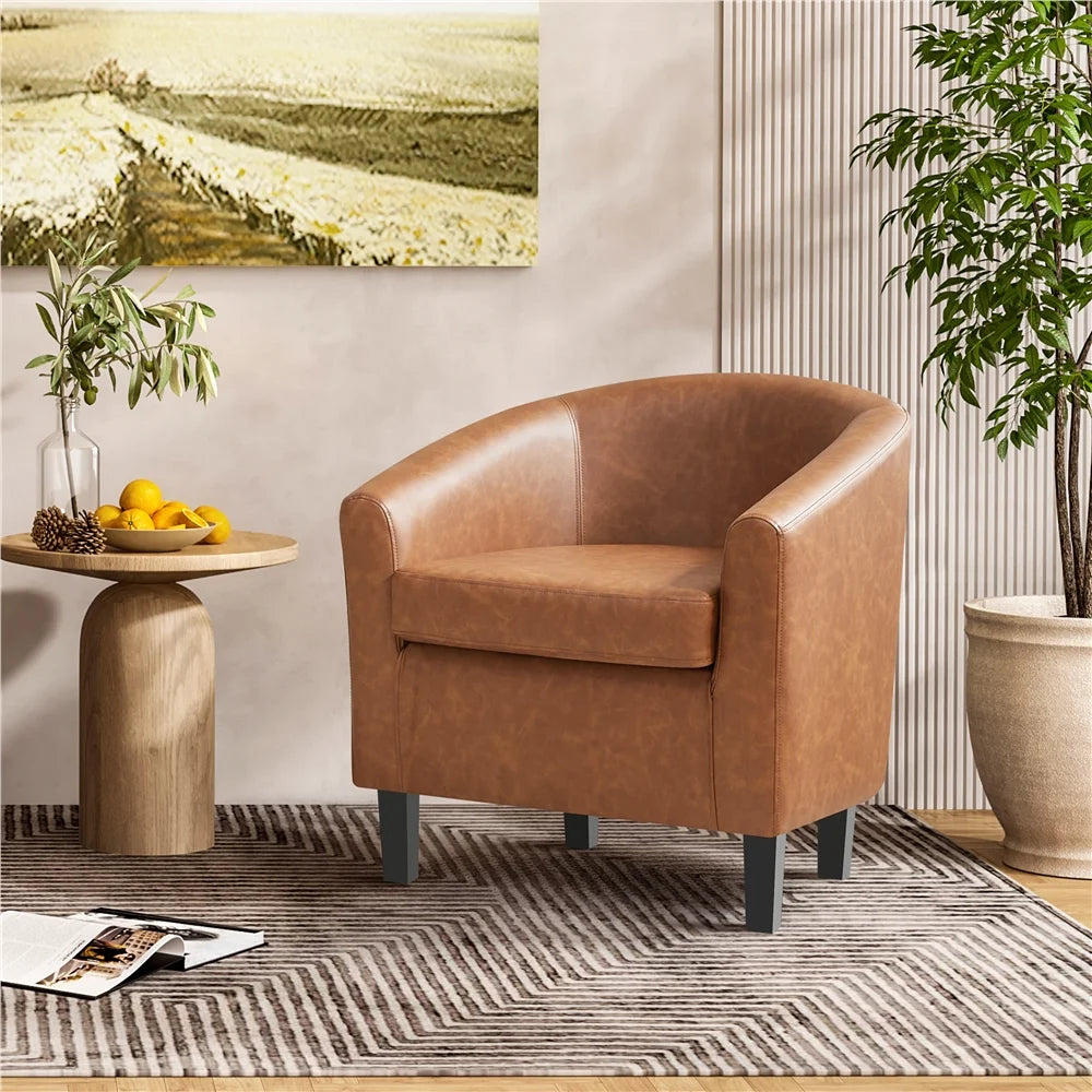 Brown Faux Leather Accent Chair Y628762