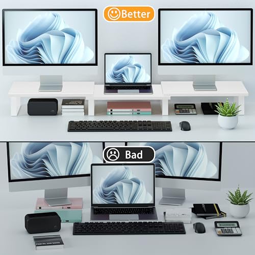Large Dual Monitor Stand Wood Light Gray G317