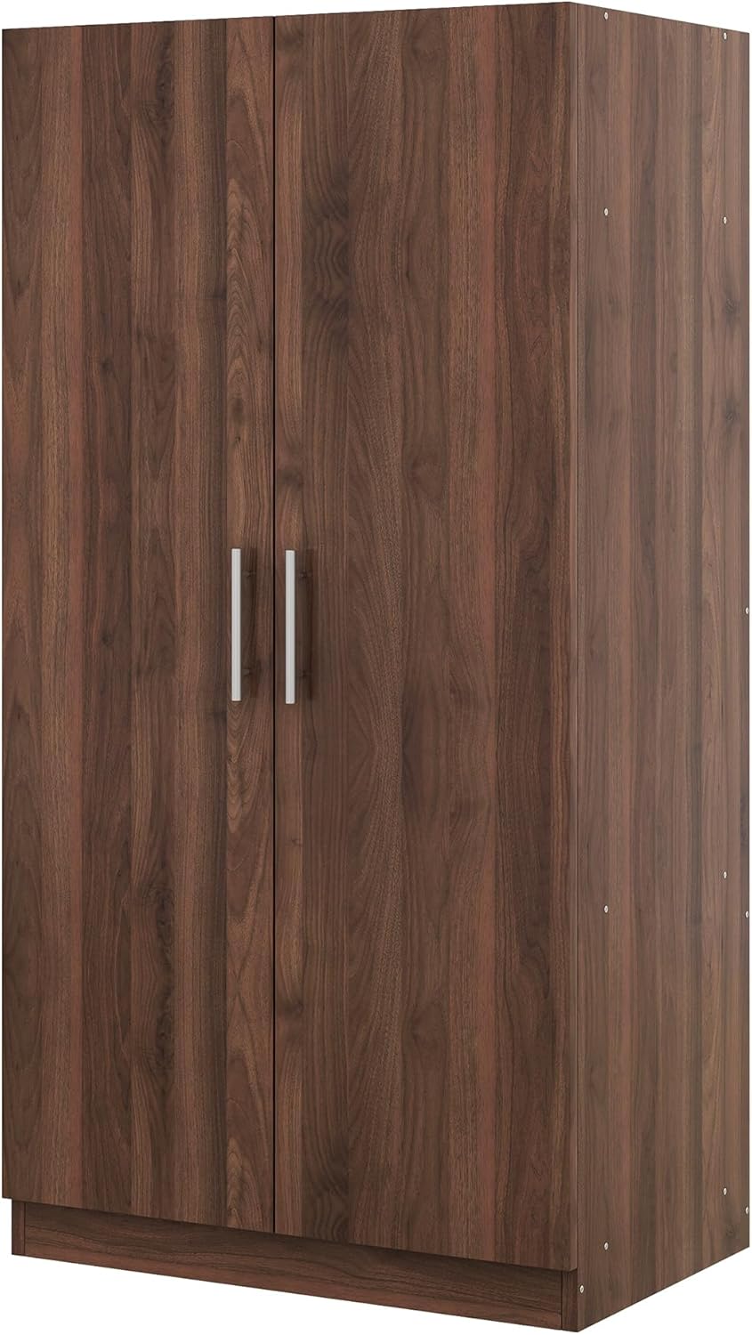 2-Door Wooden Wardrobe Armoire with 3 Adjustable Shelves and Hanging Rod, Brown M412820