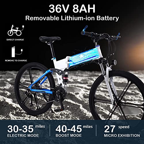 26" 350W 36V 10A Foldable Electric Bike with Removable Battery T3844